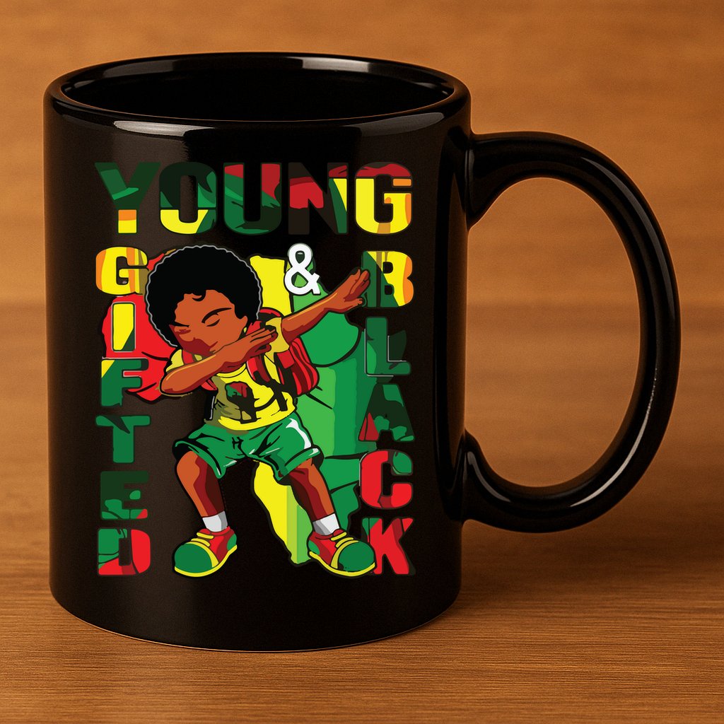 Young Gifted & Black History Month Cute Dabbing 11oz C Handle Ceramic Mug