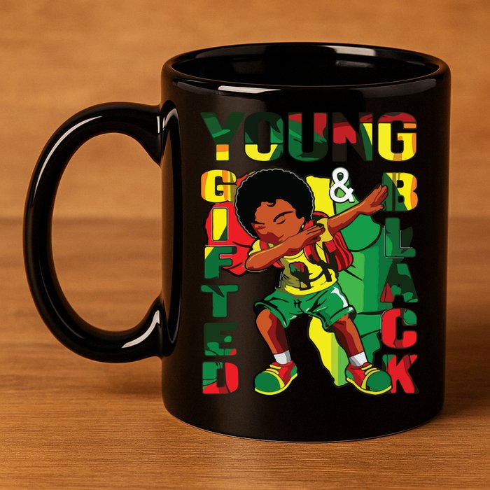 Young Gifted & Black History Month Cute Dabbing 11oz C Handle Ceramic Mug