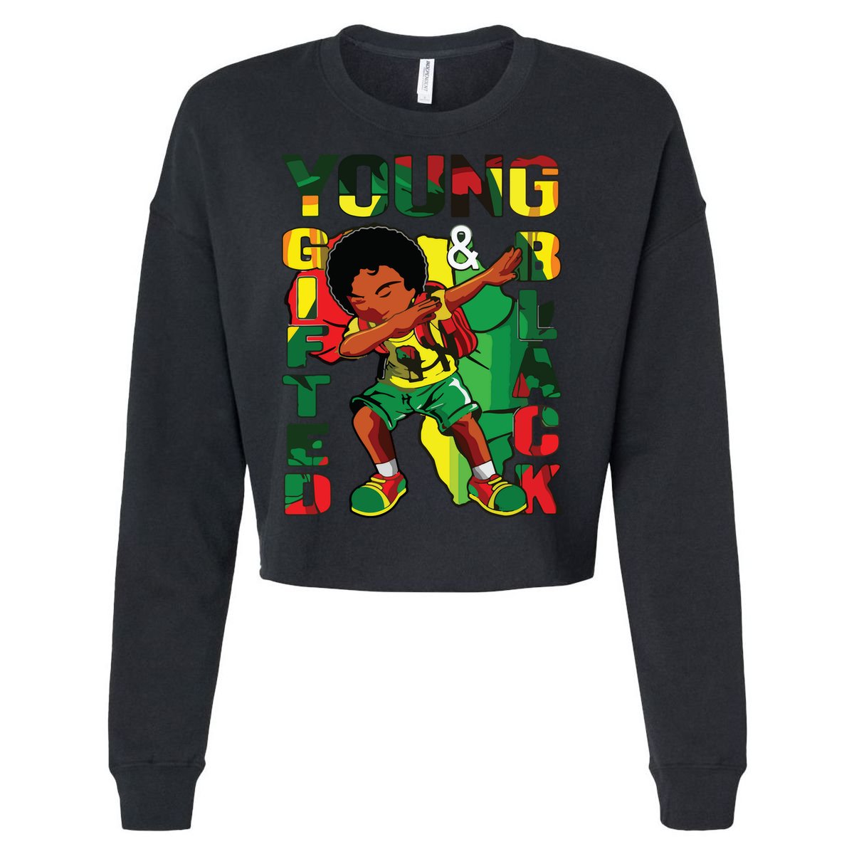 Young Gifted & Black History Month Cute Dabbing Cropped Pullover Crew