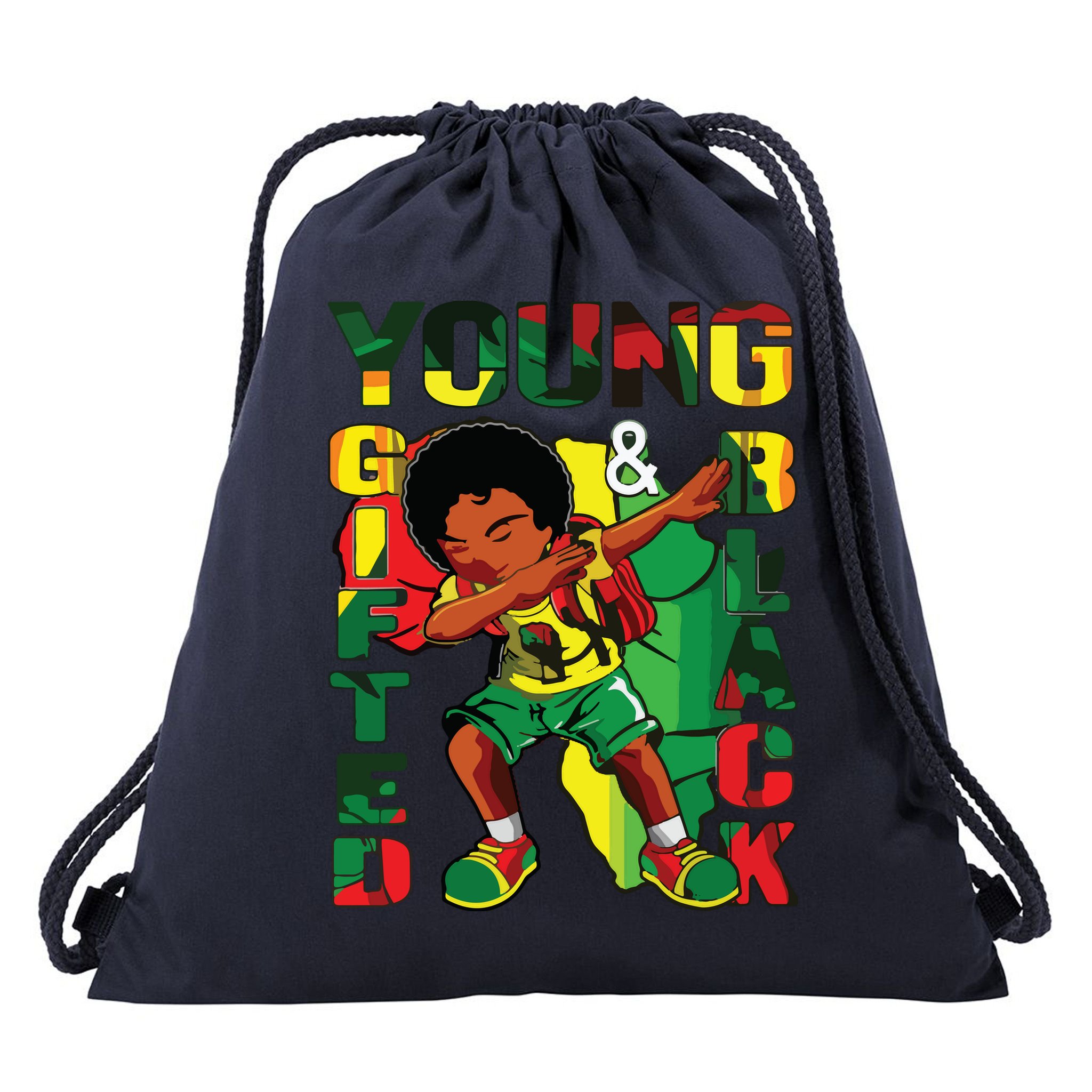 Young Gifted & Black History Month Cute Dabbing Drawstring Bag
