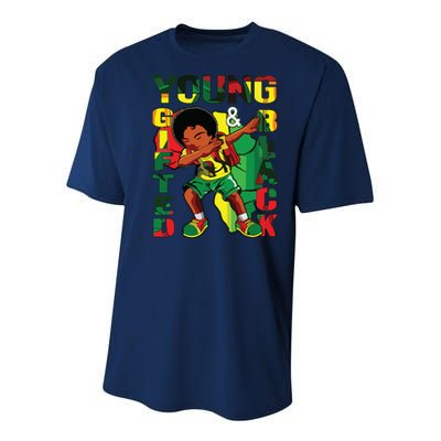 Young Gifted & Black History Month Cute Dabbing Youth Performance Sprint T-Shirt