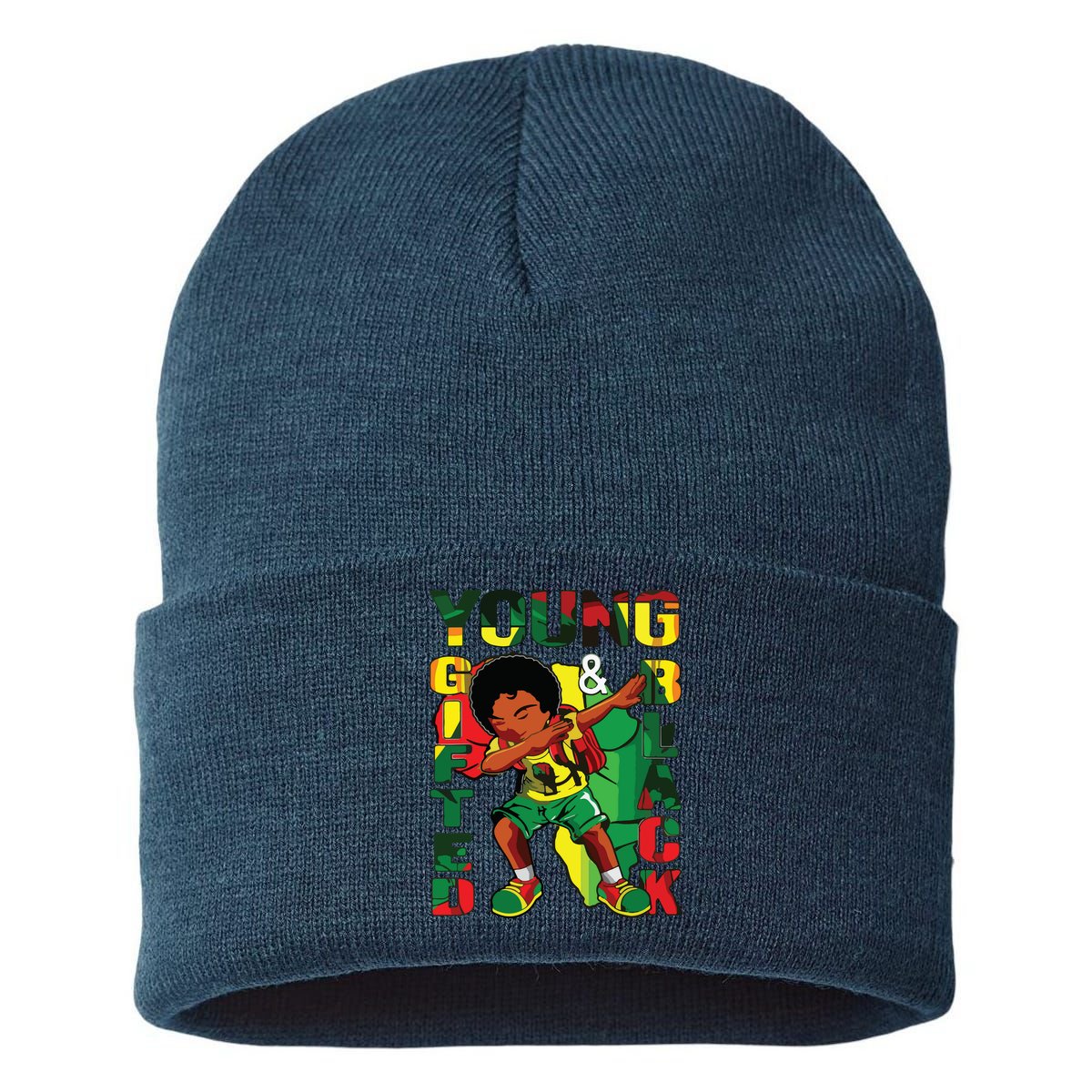 Young Gifted & Black History Month Cute Dabbing Sustainable Knit Beanie