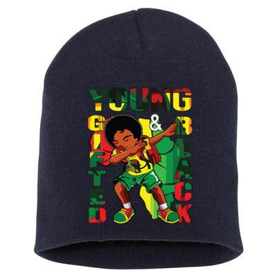 Young Gifted & Black History Month Cute Dabbing Short Acrylic Beanie