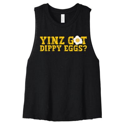 Yinz Got Dippy Eggs Jagoff Pittsburgh Pennsylvania Yinzer Women's Racerback Cropped Tank