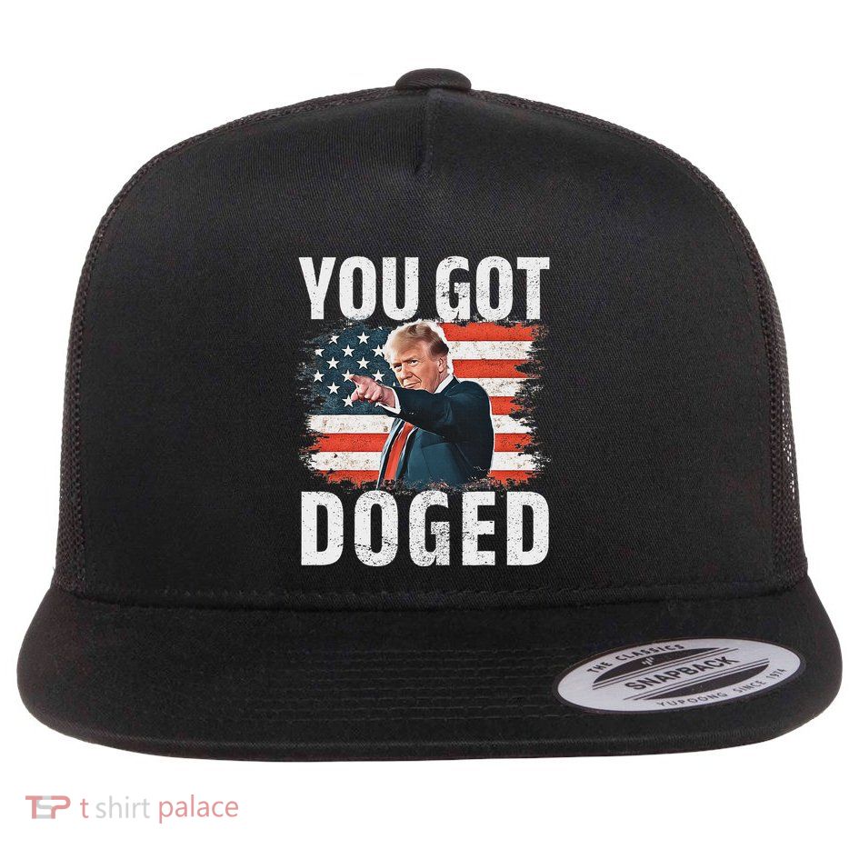 You Got Doged Funny Trump Vintage American Flag Doged Flatbill Hat