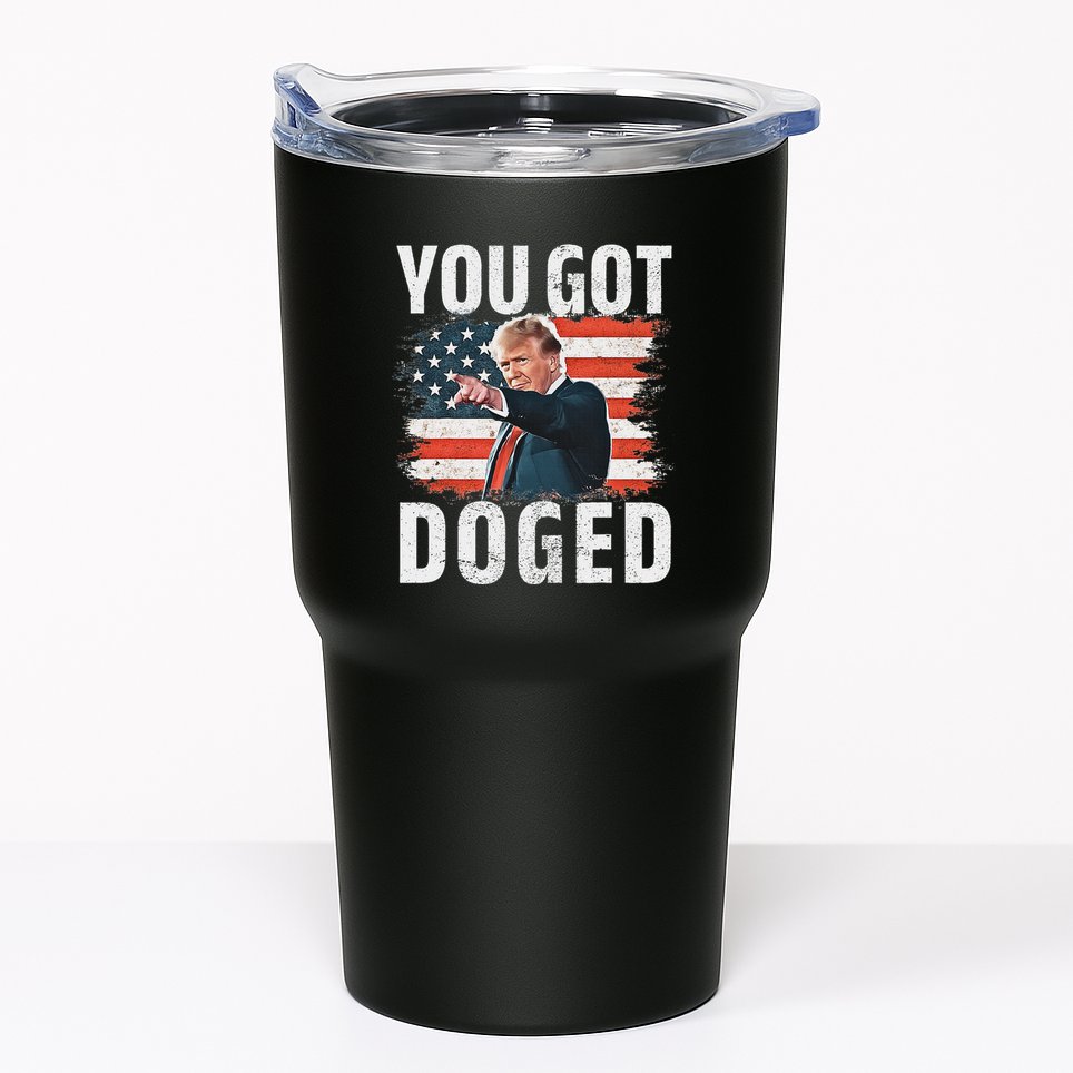 You Got Doged Funny Trump Vintage American Flag Doged Tumbler