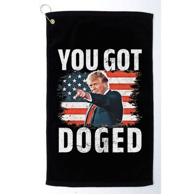 You Got Doged Funny Trump Vintage American Flag Doged Golf Towel