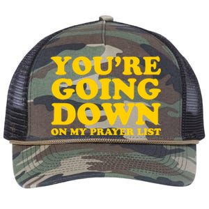 Youre Going Down On My Prayer List Funny Christian Faith Cute Gift Retro Rope Trucker Hat Cap