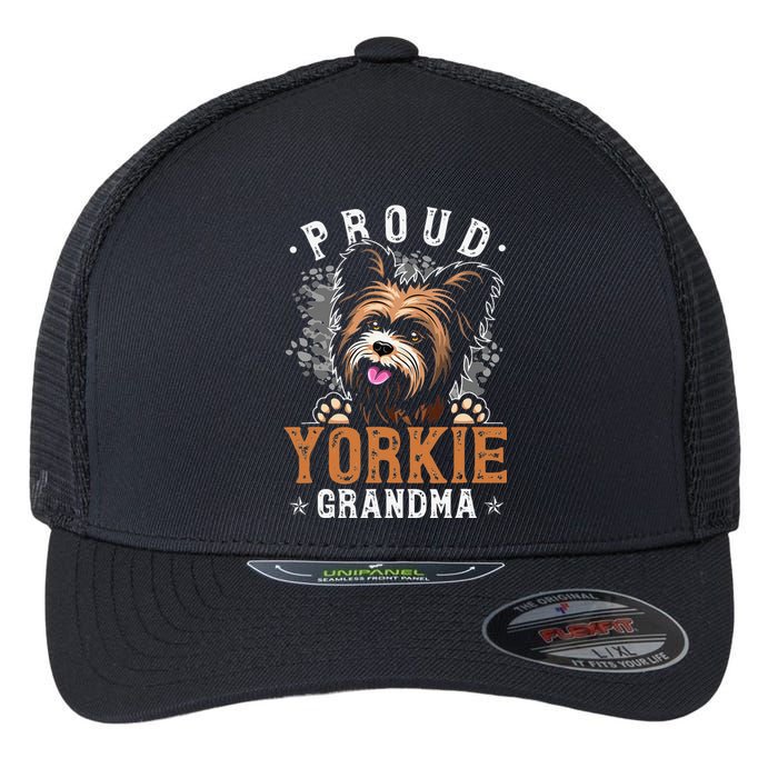 Yorkie Grandma Funny Yorkshire Terrier Dog Lover Proud Flexfit Unipanel Trucker Cap