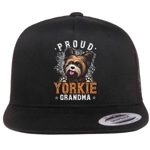 Yorkie Grandma Funny Yorkshire Terrier Dog Lover Proud Flat Bill Trucker Hat