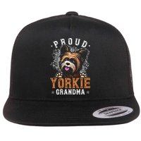 Yorkie Grandma Funny Yorkshire Terrier Dog Lover Proud Flat Bill Trucker Hat