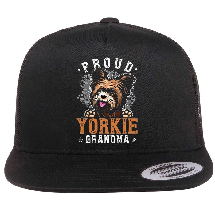 Yorkie Grandma Funny Yorkshire Terrier Dog Lover Proud Flat Bill Trucker Hat