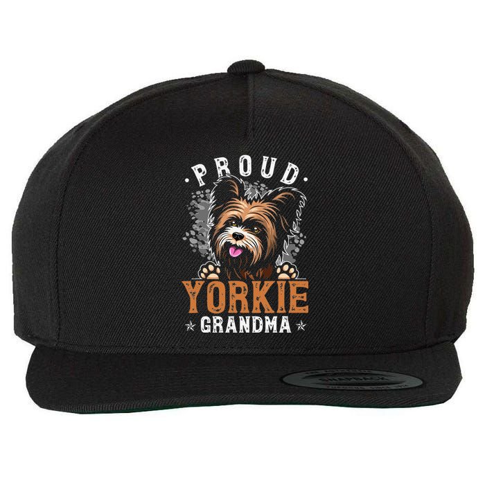 Yorkie Grandma Funny Yorkshire Terrier Dog Lover Proud Wool Snapback Cap