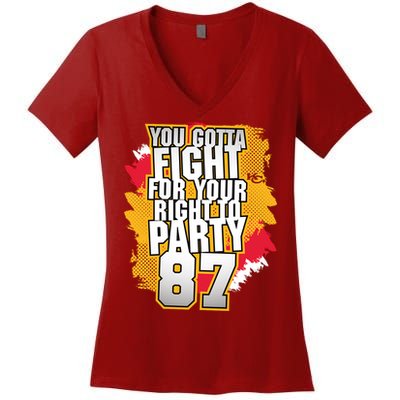 You Gotta Fight For Your Right To Party Kansas 87 Women's V-Neck T-Shirt