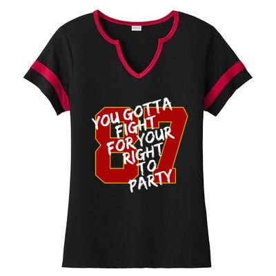 You Gotta Fight For Your Right To Party Kansas 87 Ladies Halftime Notch Neck Tee