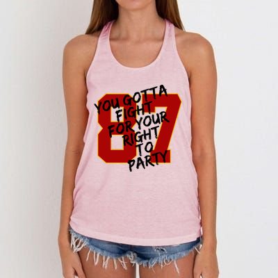 You Gotta Fight For Your Right To Party Kansas 87 Women's Knotted Racerback Tank