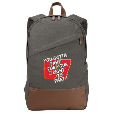 You Gotta Fight For Your Right To Party Kansas 87 Cotton Canvas Backpack