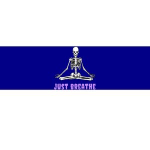 Yoga Gothic Goth Skeleton Just Breathe Meditation Skeleton Great Gift Bumper Sticker