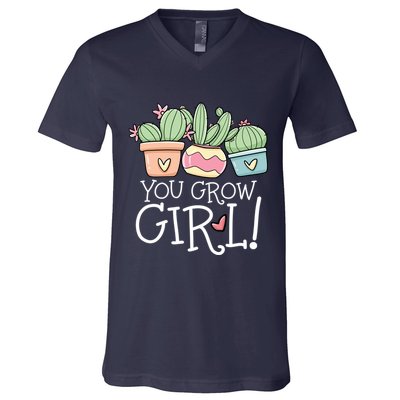 You Grow Girl Succulent V-Neck T-Shirt