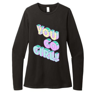 You Go Girl Smiley Retro Womens CVC Long Sleeve Shirt