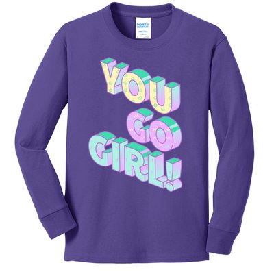 You Go Girl Smiley Retro Kids Long Sleeve Shirt