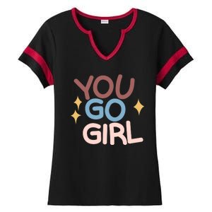 You Go Girl Retro Ladies Halftime Notch Neck Tee