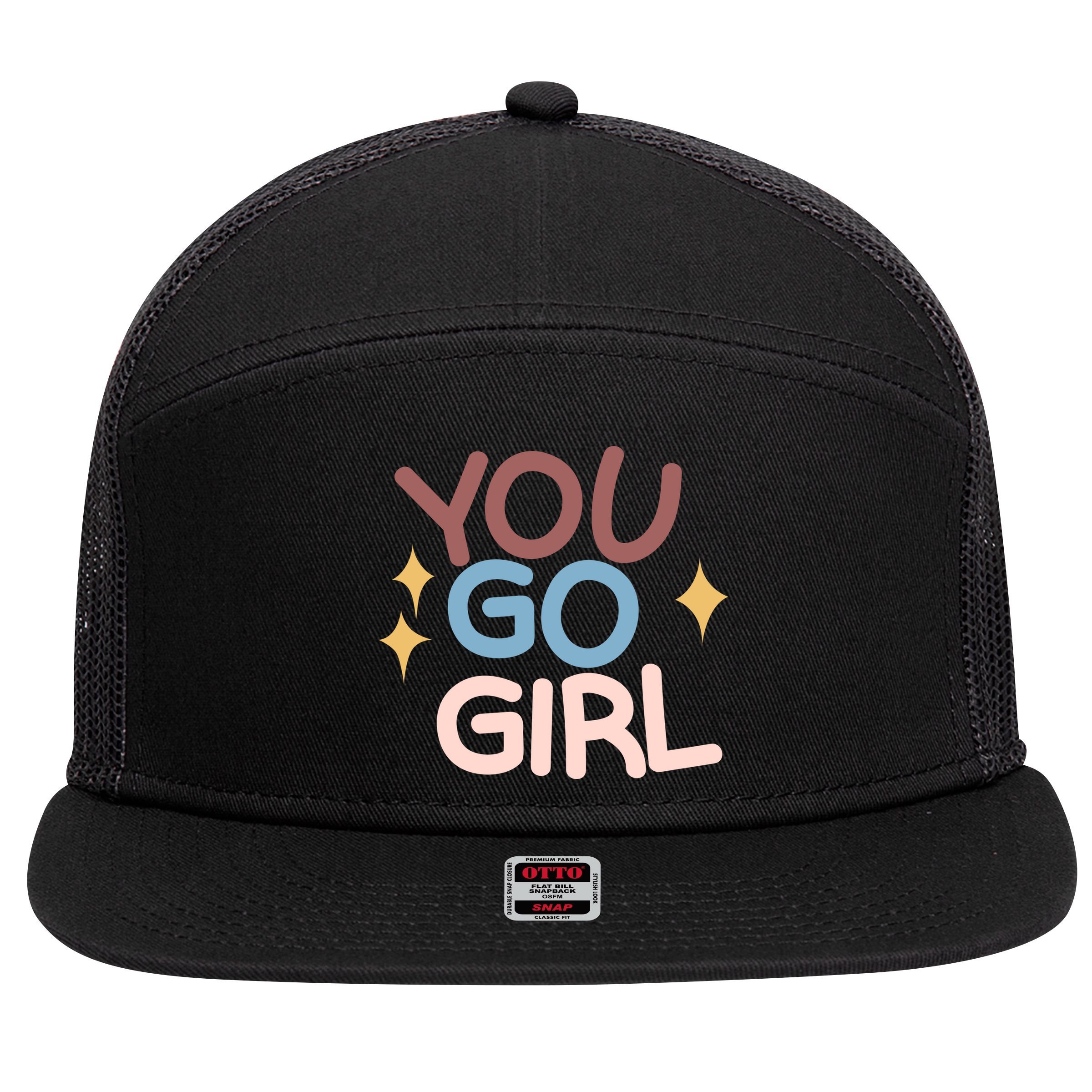 You Go Girl Retro 7 Panel Mesh Trucker Snapback Hat
