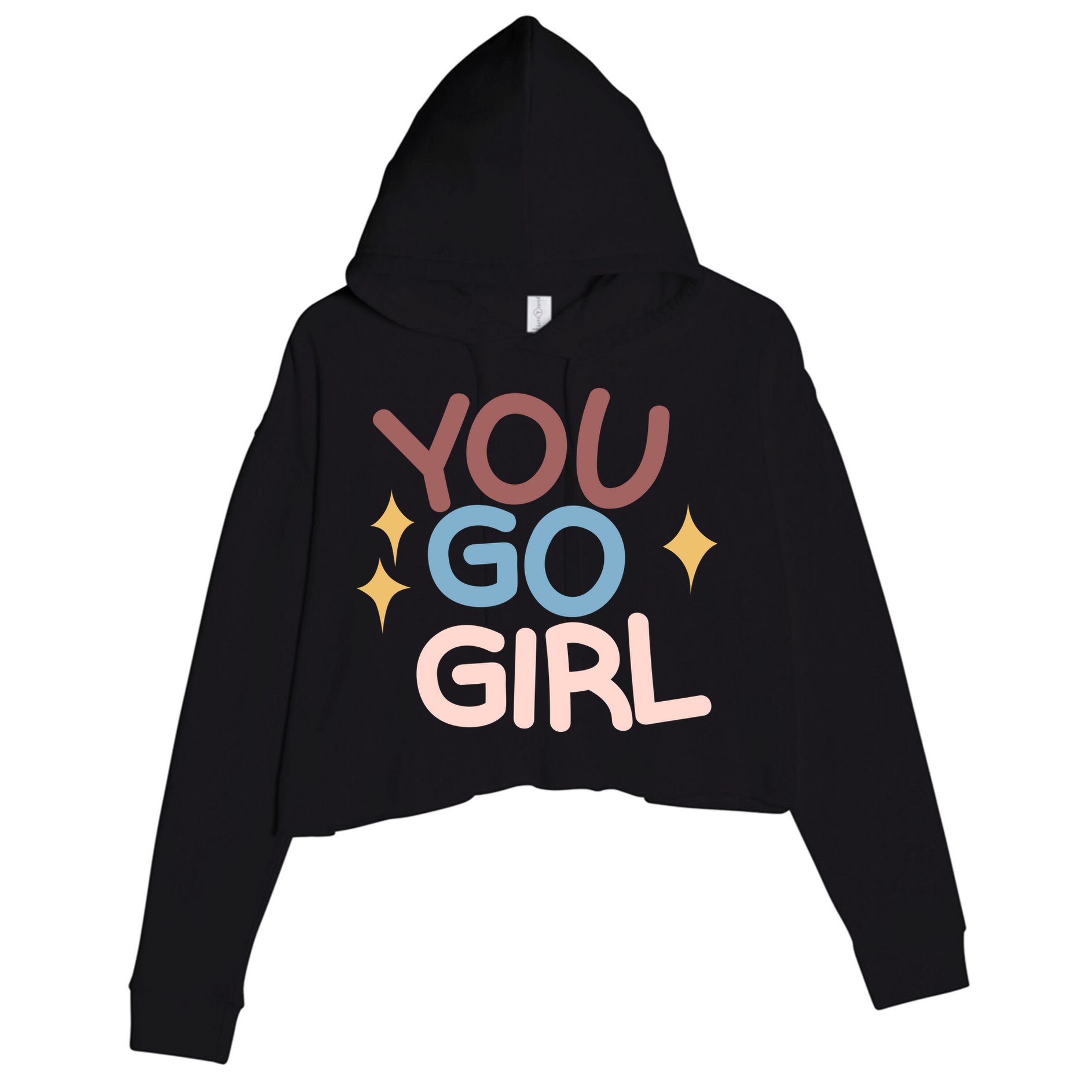 You Go Girl Retro Crop Fleece Hoodie