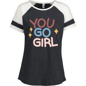 You Go Girl Retro Enza Ladies Jersey Colorblock Tee