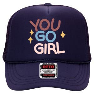 You Go Girl Retro High Crown Mesh Back Trucker Hat