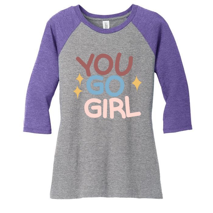 You Go Girl Retro Women's Tri-Blend 3/4-Sleeve Raglan Shirt