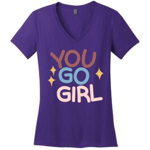 You Go Girl Retro Women's V-Neck T-Shirt