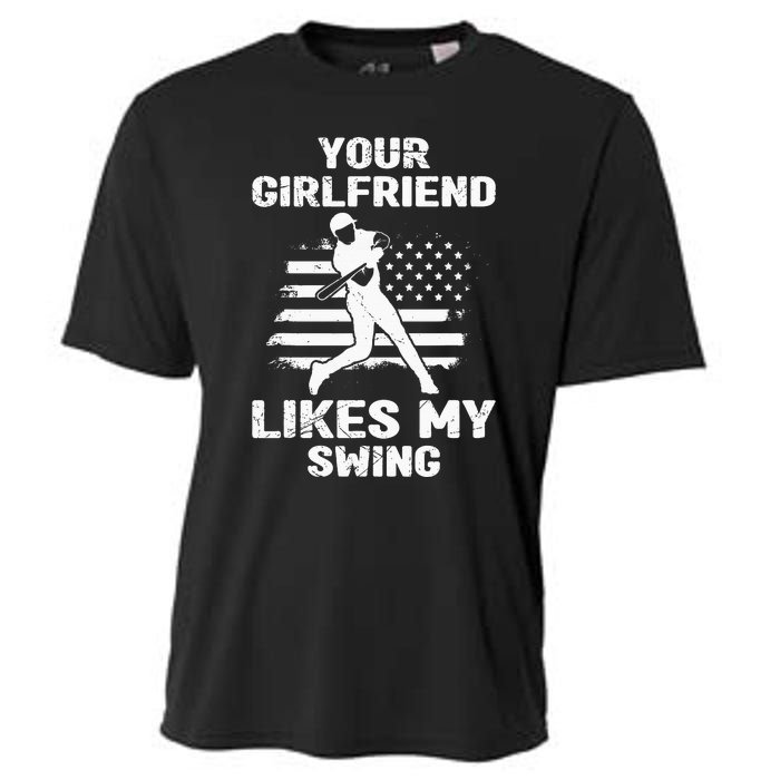 Your Girlfriend Likes My Swing Funny Baseball For Men And Children Cooling Performance Crew T-Shirt