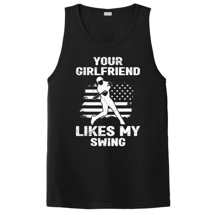 Your Girlfriend Likes My Swing Funny Baseball For Men And Children PosiCharge Competitor Tank