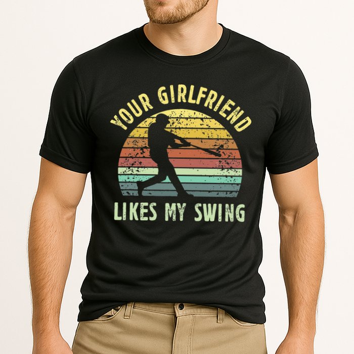 Your Girlfriend Likes My Swing Funny Baseball Cooling Performance Crew T-Shirt