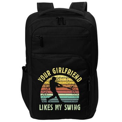 Your Girlfriend Likes My Swing Funny Baseball Impact Tech Backpack