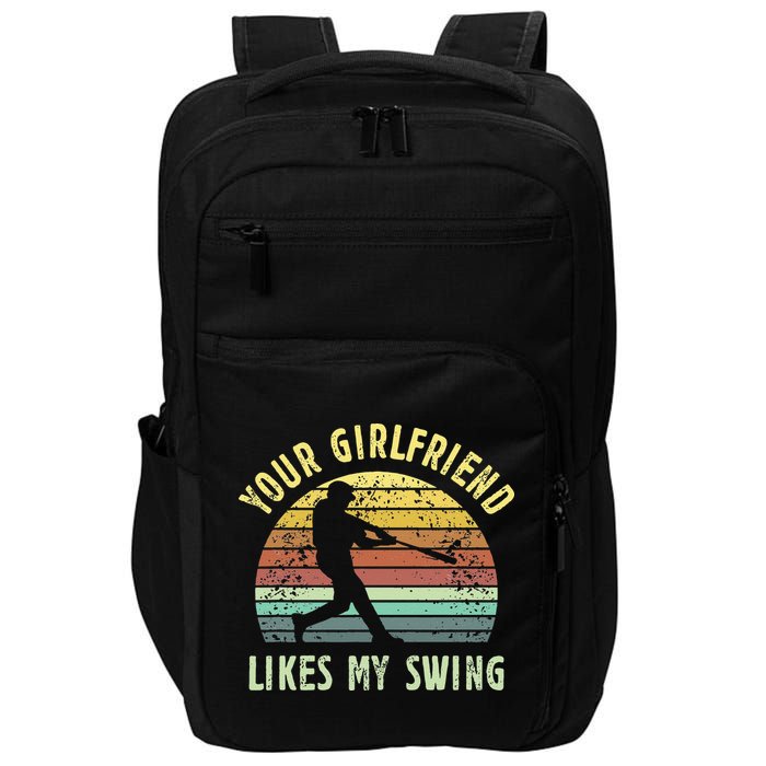 Your Girlfriend Likes My Swing Funny Baseball Impact Tech Backpack