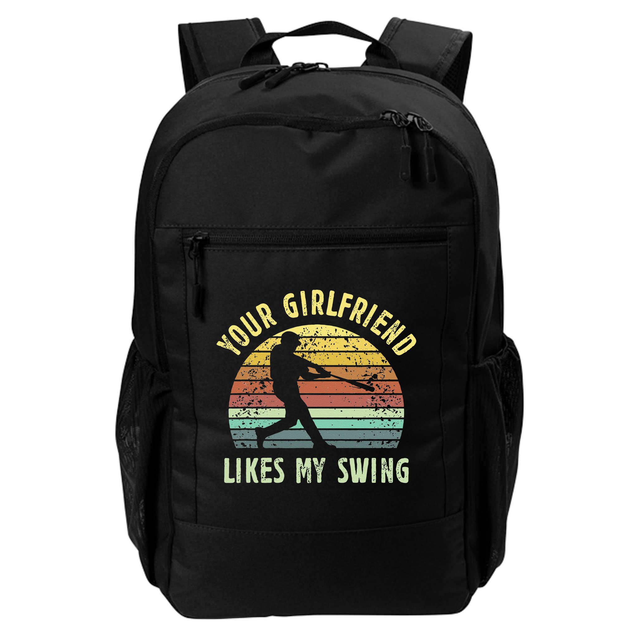 Your Girlfriend Likes My Swing Funny Baseball Backpack