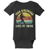 Your Girlfriend Likes My Swing Funny Baseball Baby Bodysuit