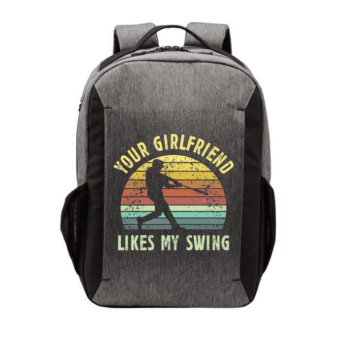 Your Girlfriend Likes My Swing Funny Baseball Vector Backpack