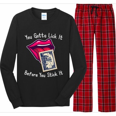 You Gotta Lick It Before You Stick It Funny Adult Joke Long Sleeve Pajama Set