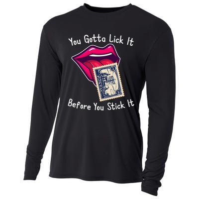 You Gotta Lick It Before You Stick It Funny Adult Joke Cooling Performance Long Sleeve Crew