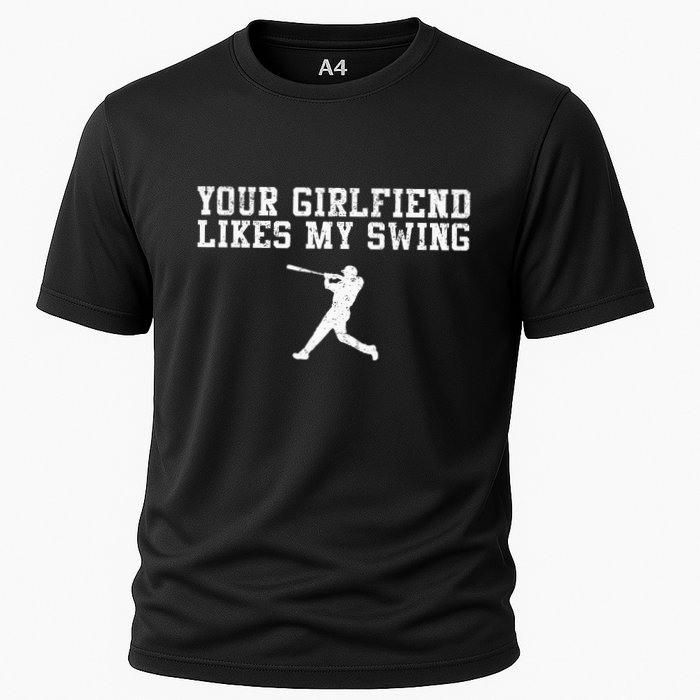 Your Girlfriend Likes My Swing Funny Baseball Cooling Performance Crew T-Shirt