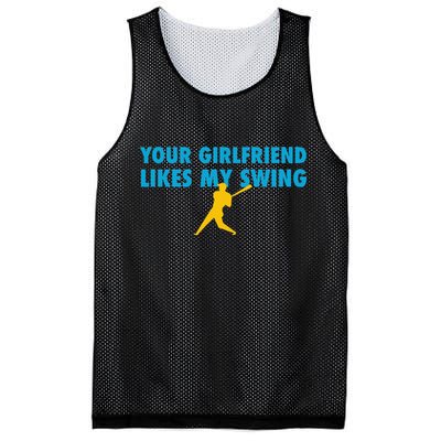 Your Girlfriend Likes My Swing Baseball Lover Mesh Reversible Basketball Jersey Tank