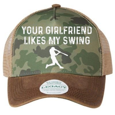 Your Girlfriend Likes My Swing Funny Baseball Legacy Tie Dye Trucker Hat