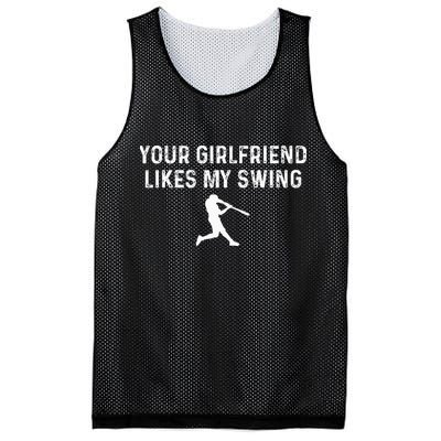 Your Girlfriend Likes My Swing Funny Baseball Mesh Reversible Basketball Jersey Tank