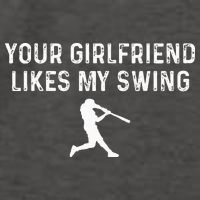 Your Girlfriend Likes My Swing Funny Baseball Vector Backpack