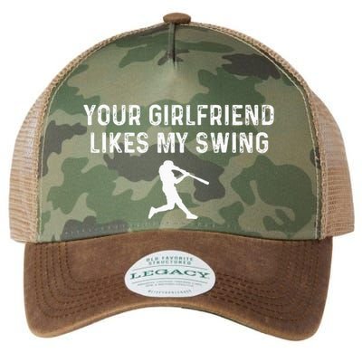Your Girlfriend Likes My Swing Funny Baseball Legacy Tie Dye Trucker Hat