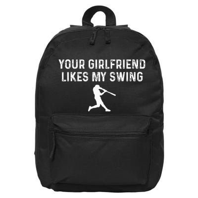 Your Girlfriend Likes My Swing Funny Baseball 16 in Basic Backpack