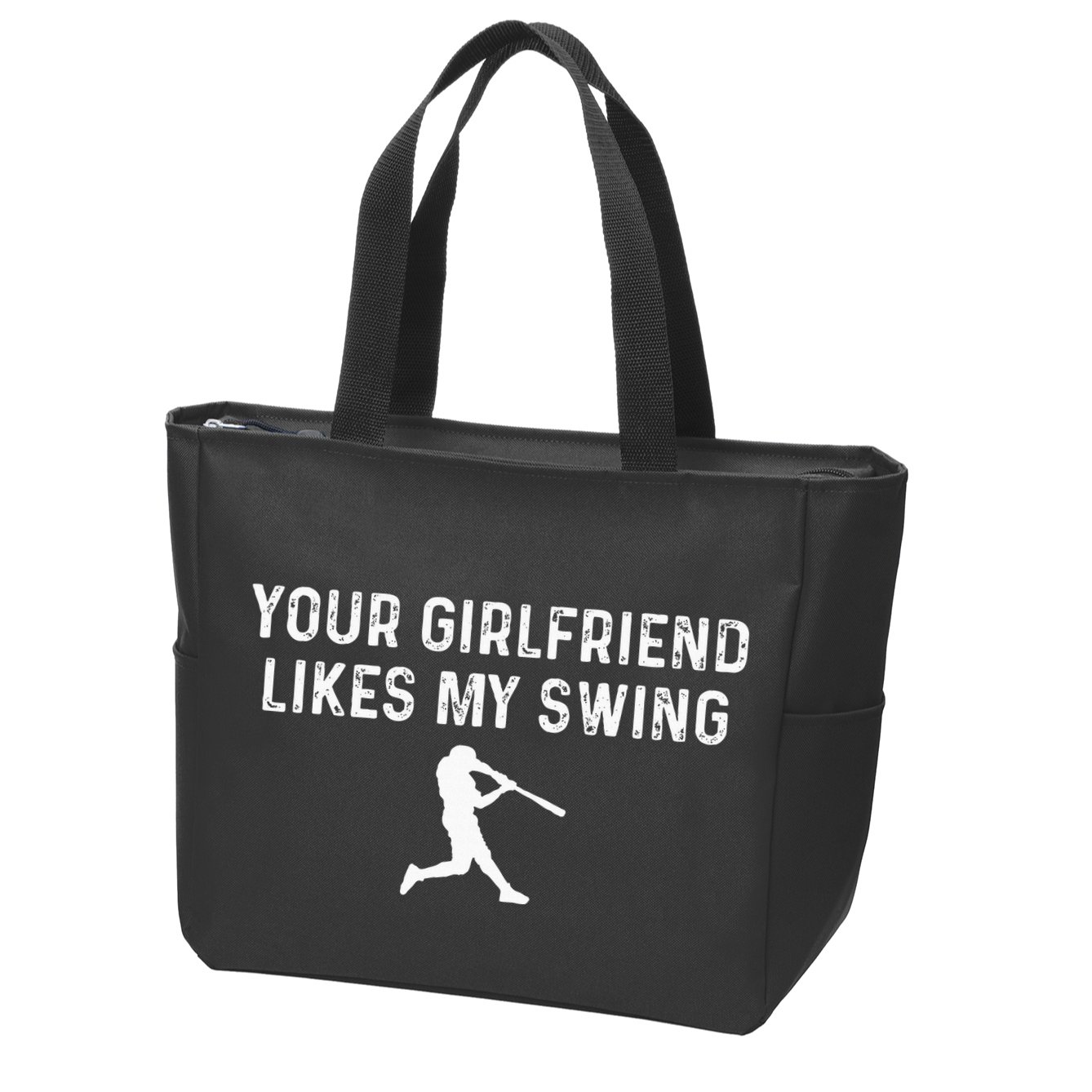 Your Girlfriend Likes My Swing Funny Baseball Zip Tote Bag